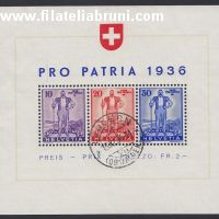 1936 Svizzera Schwweiz Helvetia a difesa della difesa nazinale foglietto usato used