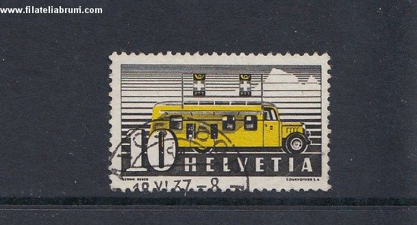 1937  Svizzera Schwweiz Helvetia ufficio postale mobile usati used