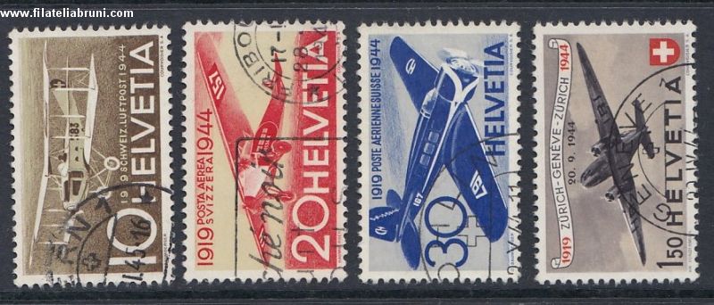 1944 Svizzera Schweiz Helvetia 25° anniversario della posta aerea svizzera usati used