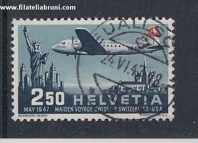 1947 Svizzera Suisse Helvetia posta aerea usato used