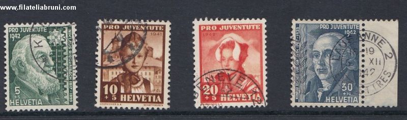 1942 Svizzera Schweiz Helvetia pro juventute usati used