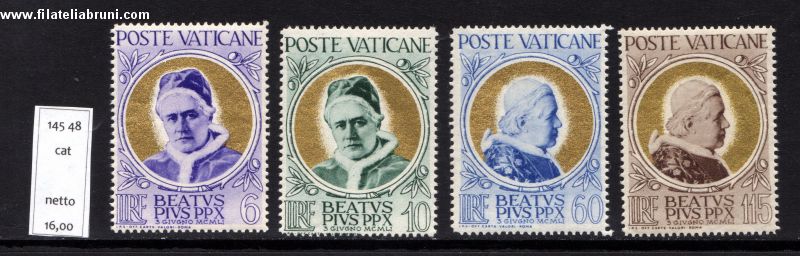 1951 Vaticano Vatikanstaat Beatificazione di Pio X 