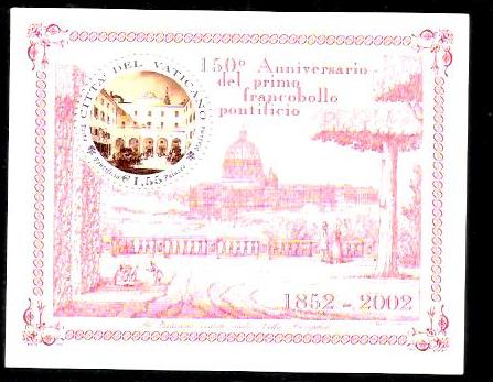 150° anniversario del primo francobollo dello Stato Pontificio foglietto