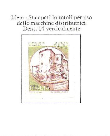 Castelli d'Italia lire 400 in bobina  1651