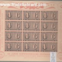 Centenario del primo francobollo di Zurigo stampato in foglietto di 12 esemplari