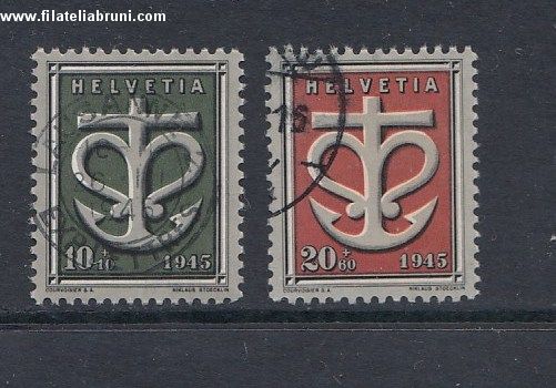 1945 Svizzera Schweiz Helvetia a profitto delle opere assistenziali della guerra usati used