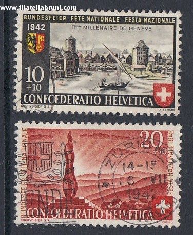 1942 Svizzera Schweiz Helvetia pro patria usati used