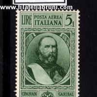 Garibaldi 50th anniv of the death Giuseppe Garibaldi lire 5  + 1 posta aerea