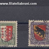1921  Svizzera Swiss Schweiz Pro Juventute stemmi cantonali usati used