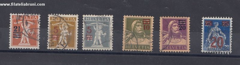 1921  Svizzera Swiss Schweiz fancobolli del 1907 17 soprastampati nuovo valore