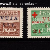 Pro Croce Rossa francobollo di beneficenza di Jugoslavia del 1947 soprastampati