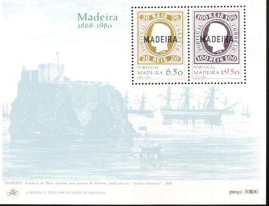 Primi francobolli di Madera foglietto